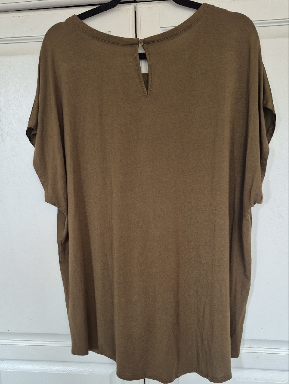 Olive Green Short Sleeve Women's Blouse - Picture 6 of 6